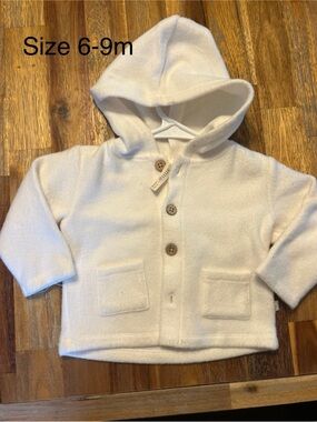 Baby Hooded Button-Front Coat Jacket in White